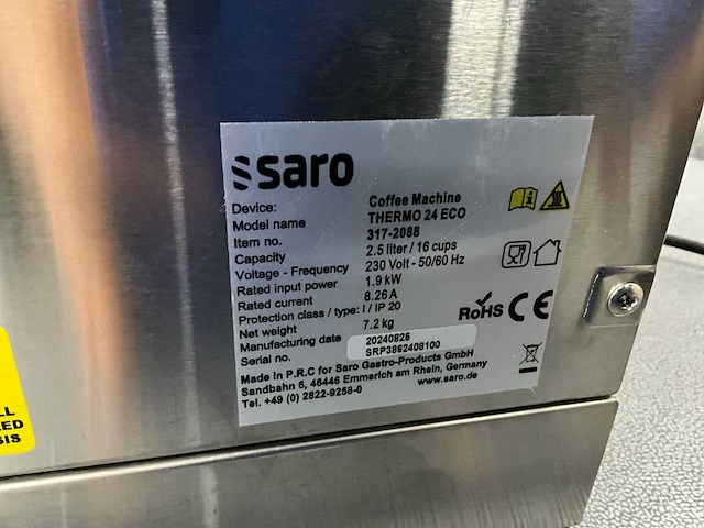 Saro thermo 24 eco koffiemachine - afbeelding 6 van  6