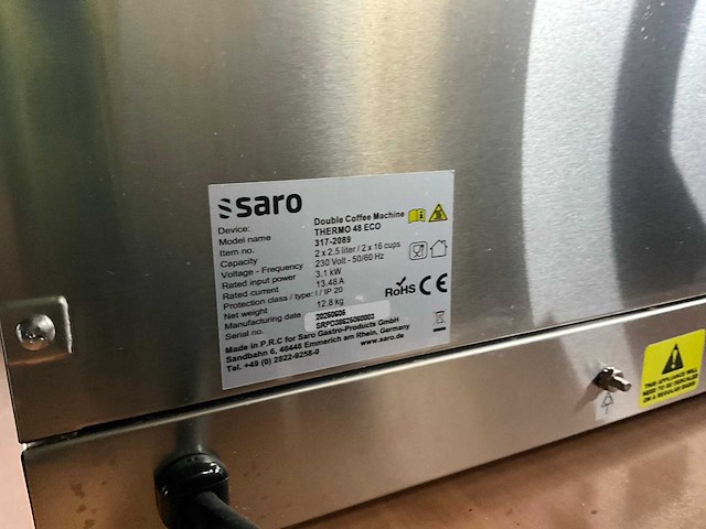 Saro thermo 48 eco dubbele koffiemachine - afbeelding 6 van  6