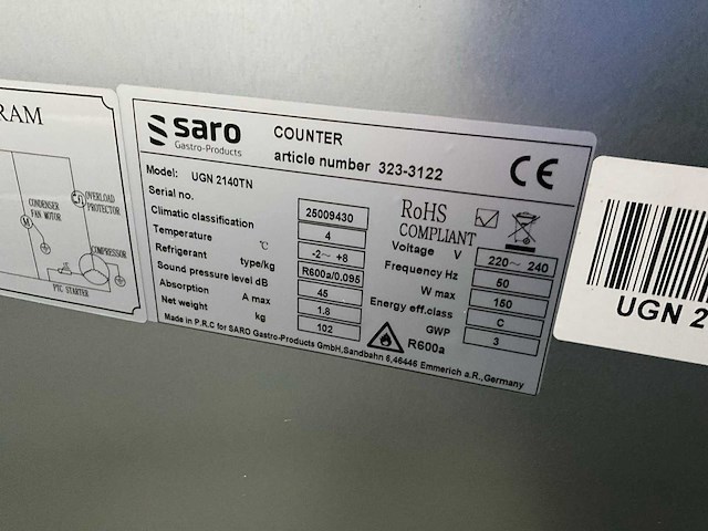 Saro ugn 2140 tn koelwerkbank - afbeelding 7 van  7