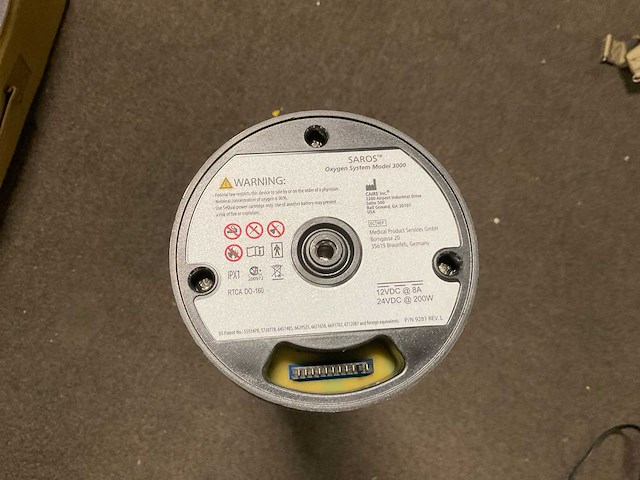 Saros model 3000 medical oxygen system - afbeelding 7 van  10