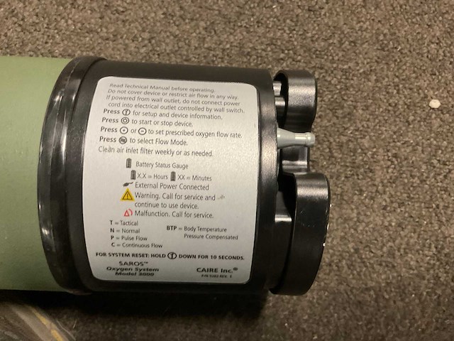 Saros model 3000 medical oxygen system - afbeelding 10 van  14