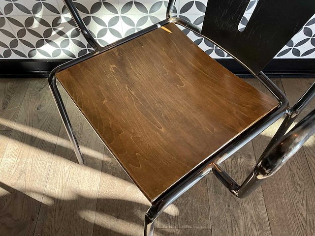 Satelliet - industriële restaurantstoel met armleuningen (10x) - afbeelding 5 van  9