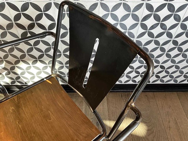 Satelliet - industriële restaurantstoel met armleuningen (10x) - afbeelding 6 van  9