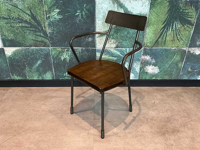 Satelliet - metalen restaurantstoel met armleuning (2x) - afbeelding 1 van  5