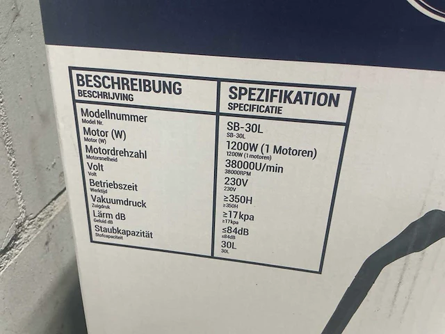 Sauber sb-30l industriële stofzuiger (2x) - afbeelding 4 van  5