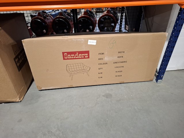 Scandinavisch fauteuil 2 persoons, sanderz, grijs linnen, 2025 - afbeelding 2 van  2