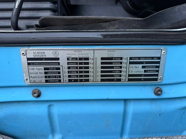 Scania - 164 gb6x2na 480 nch 20t - vrachtwagen - afbeelding 9 van  12