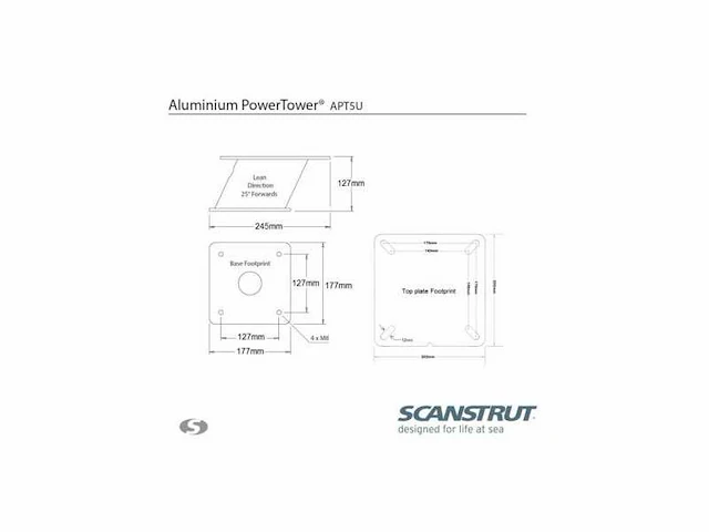 Scanstrut apt5u universal radar power tower 130mm for 2 kw | 4 kw radars - afbeelding 9 van  9