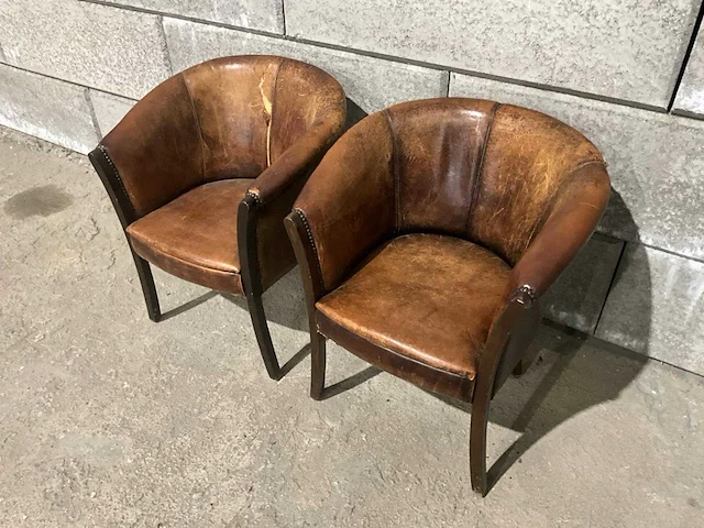 Schaapslederen tubchair (2x) - afbeelding 1 van  6
