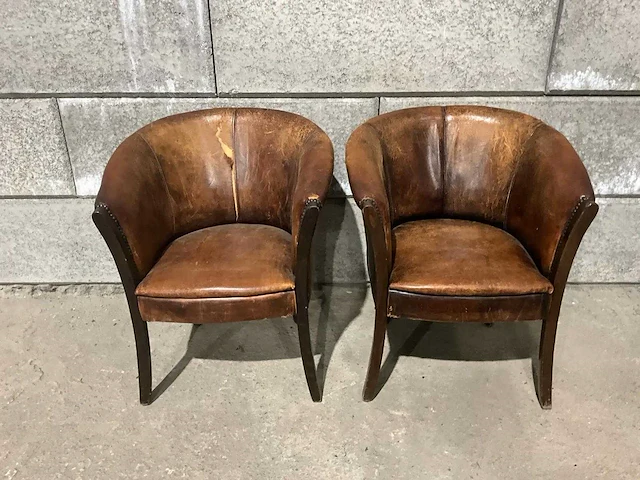 Schaapslederen tubchair (2x) - afbeelding 2 van  6