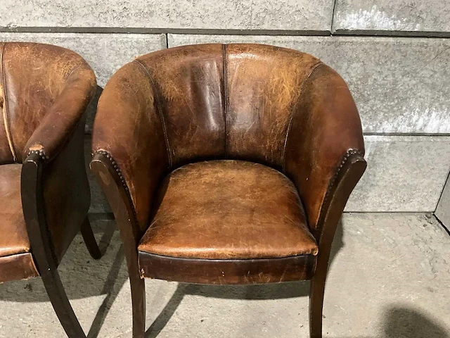 Schaapslederen tubchair (2x) - afbeelding 3 van  6