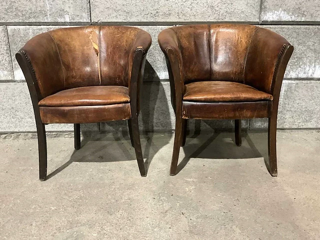 Schaapslederen tubchair (2x) - afbeelding 5 van  6