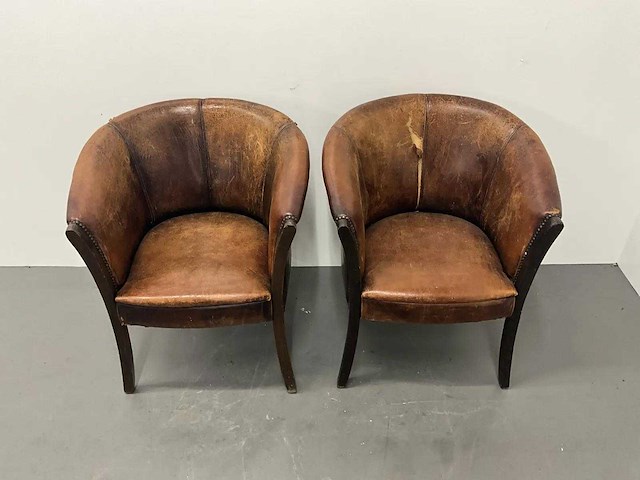 Schaapslederen tubchair (2x) - afbeelding 1 van  7