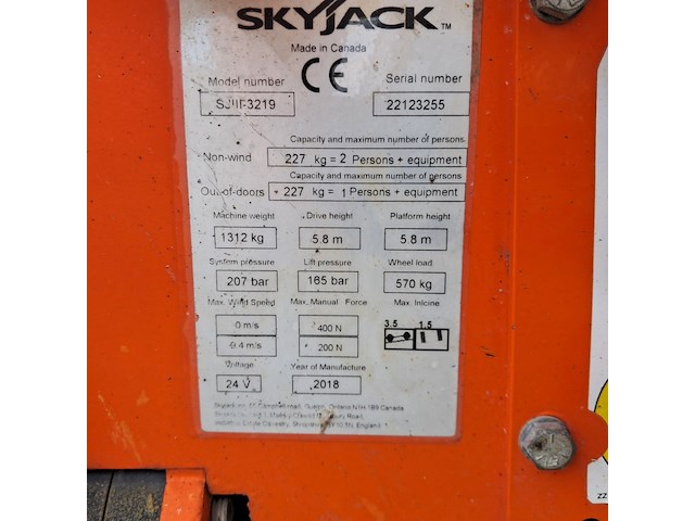 Schaarhoogwerker 7,8m accu, skyjack, sjiii 3219, 2018 - afbeelding 20 van  21