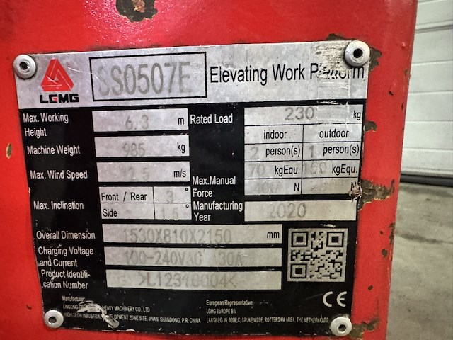 Schaarlift hoogwerker, lgmg, ss0507e , rood, 2020 - afbeelding 14 van  15