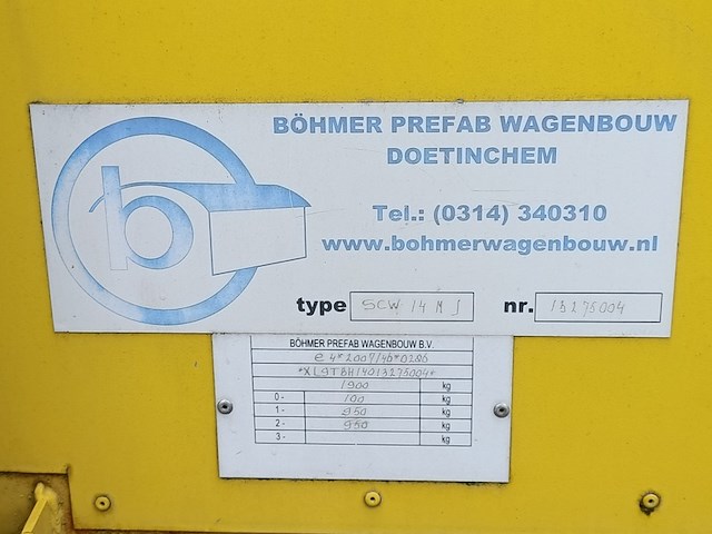 Schaftwagen snelverkeer, bohmer prefab wagenbouw, tbh swc 14 mj, 2013 - afbeelding 15 van  24