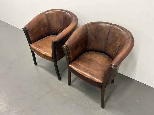 Schapenlederen tubchair (2x) - afbeelding 5 van  9