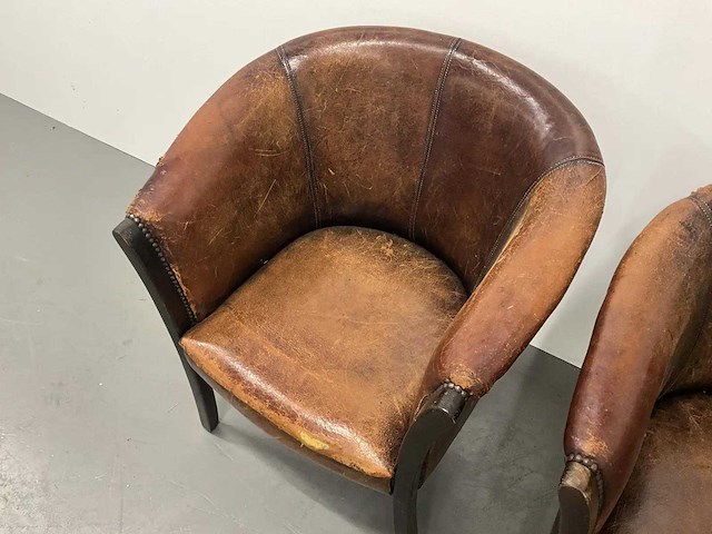 Schapenlederen tubchair (2x) - afbeelding 6 van  9