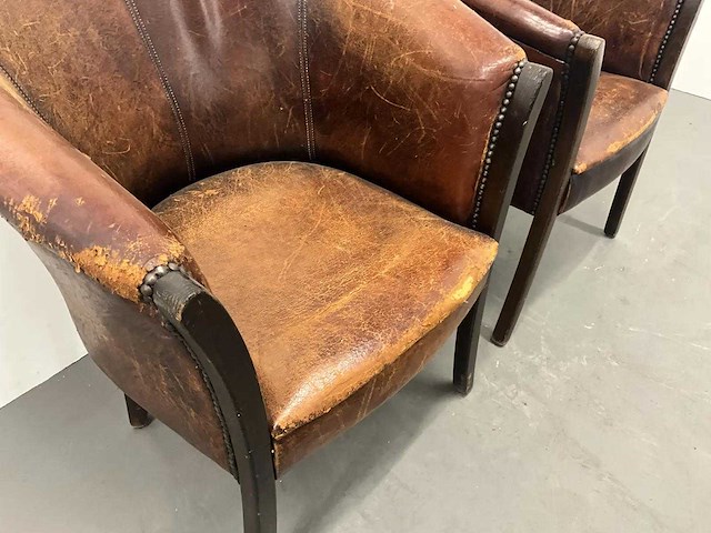 Schapenlederen tubchair (2x) - afbeelding 8 van  9