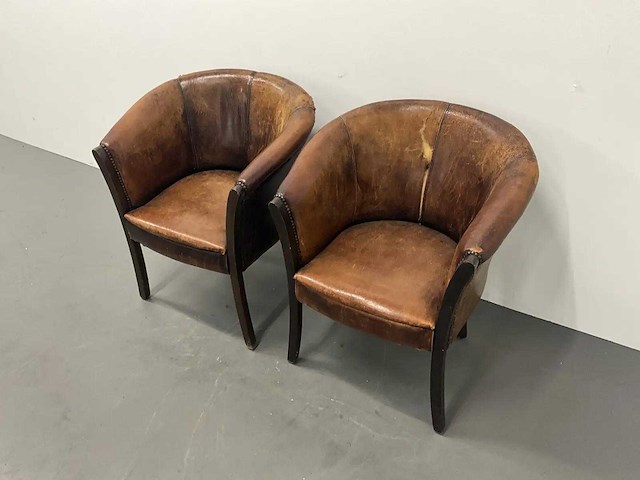 Schapenlederen tubchair (2x) - afbeelding 3 van  8