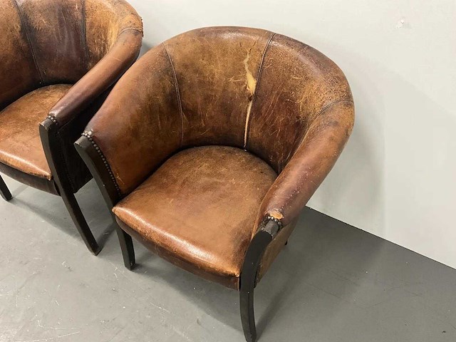 Schapenlederen tubchair (2x) - afbeelding 5 van  8