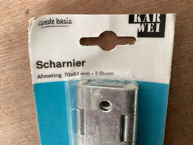 Scharnier met vaste pen, 70x51, 3 stuks (45x) - afbeelding 2 van  4