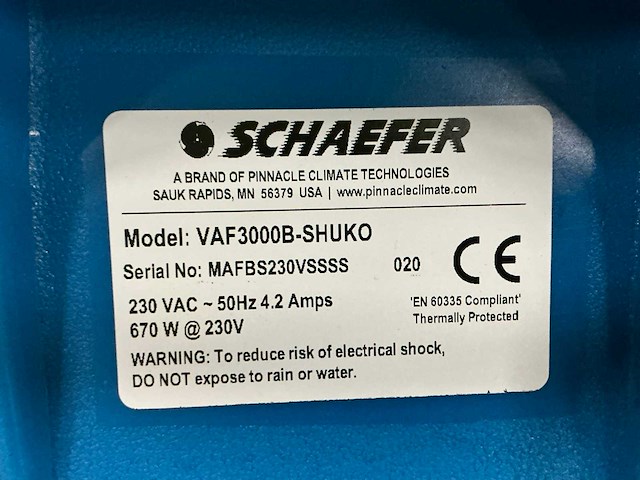 Scheafer vaf3000b-shuko axiaalventilator (2x) - afbeelding 5 van  5