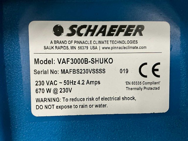 Scheafer vaf3000b-shuko axiaalventilator - afbeelding 5 van  5