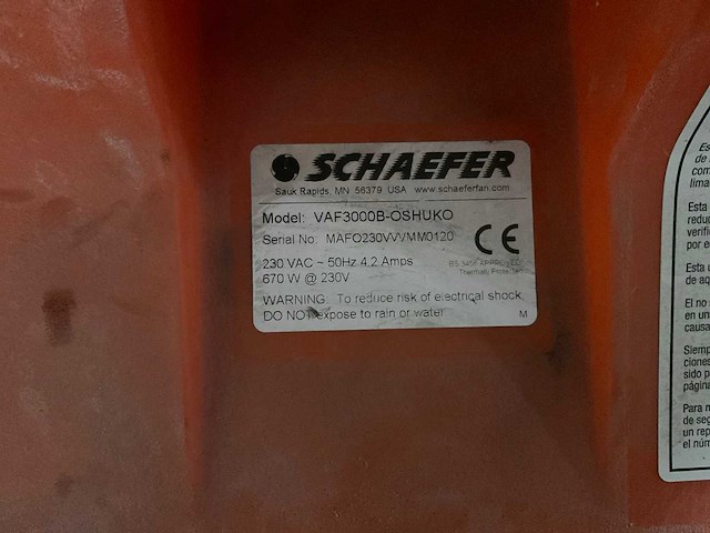 Scheafer vaf3000b ventilator - afbeelding 4 van  4
