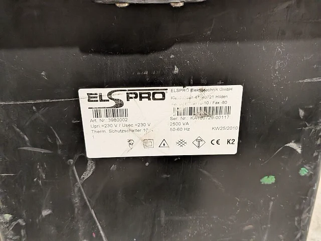 Scheidingstransformator 230v 2500va, elspro, aachen 3980002, 2011 - afbeelding 4 van  4