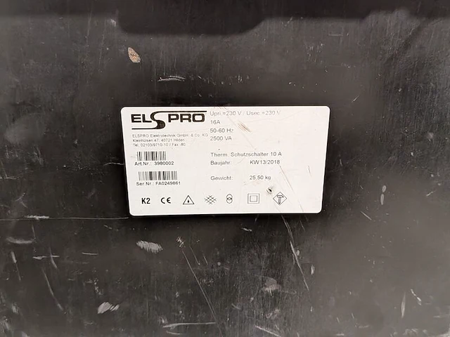 Scheidingstransformator 230v 2500va, elspro, aachen 3980002, 2018 - afbeelding 4 van  4