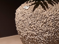 Schelpen pot met 2x kunstplant raw interiors/colours&green, philodendron selloum - afbeelding 3 van  6