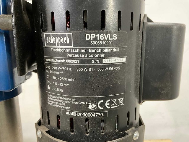 Scheppach - 2021 - dp16vls - kolomboormachine - afbeelding 9 van  9