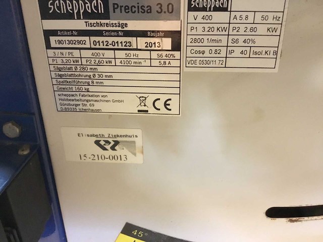 Scheppach precisa 3.0 formaatcirkelzaagmachine - afbeelding 2 van  10