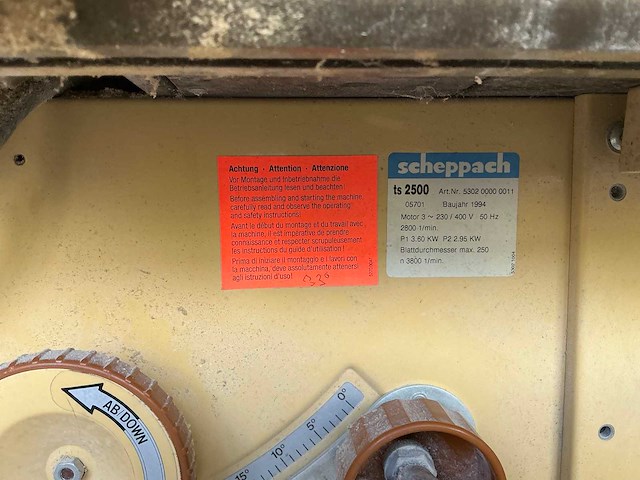 Scheppach zaagtafel - afzuigsysteem - ventilator - liftsysteem - afbeelding 4 van  40