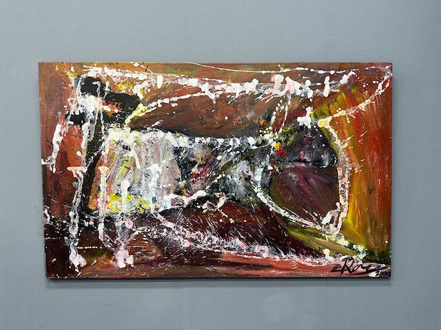 Schilderij - koeien alle kanten op - erik kouw - afbeelding 1 van  8