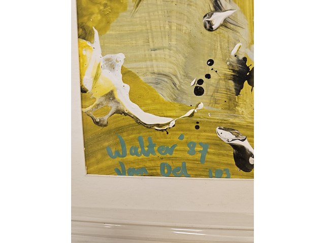 Schilderij, abstracte compositie, walter van oel, 1987 - afbeelding 5 van  5