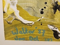 Schilderij, abstracte compositie, walter van oel, 1987 - afbeelding 5 van  5