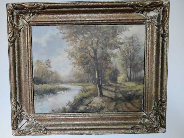 Schilderij antonius baltes van bosaanzicht met water (1895-1975) - afbeelding 1 van  7