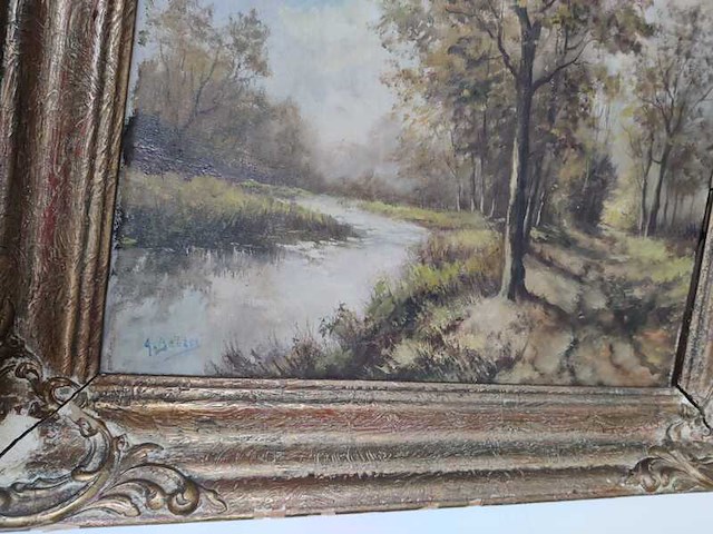 Schilderij antonius baltes van bosaanzicht met water (1895-1975) - afbeelding 6 van  7