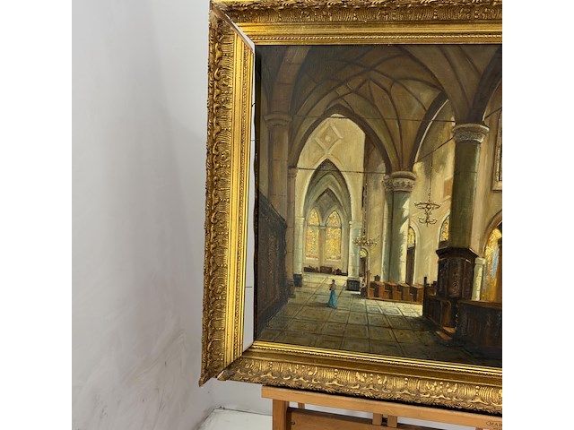 Schilderij, 'binnenzijde kerk' - afbeelding 3 van  12