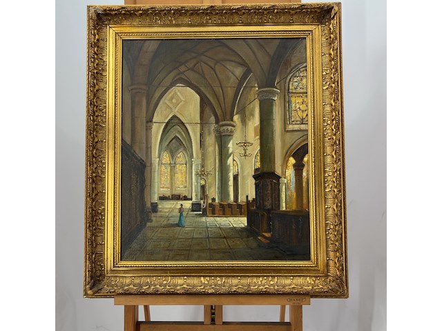 Schilderij, 'binnenzijde kerk' - afbeelding 1 van  12