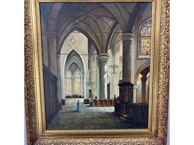 Schilderij, 'binnenzijde kerk' - afbeelding 5 van  12