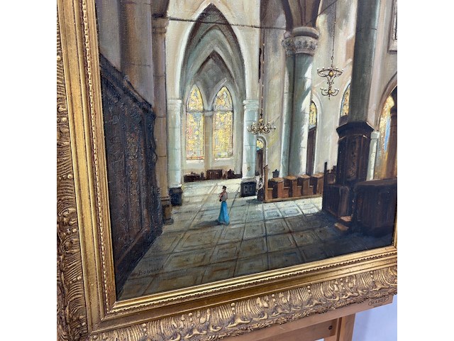 Schilderij, 'binnenzijde kerk' - afbeelding 6 van  12