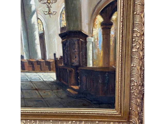 Schilderij, 'binnenzijde kerk' - afbeelding 9 van  12