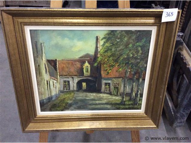 Schilderij: dorpzicht (beschadiging) - afbeelding 1 van  4