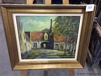 Schilderij: dorpzicht (beschadiging) - afbeelding 1 van  4