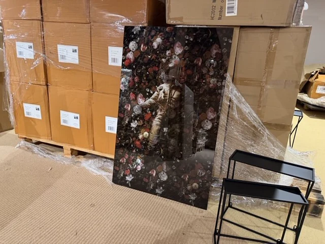 Schilderij gehard glas astronaut bloemen homebound - afbeelding 2 van  4
