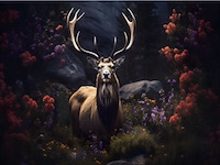 Schilderij, gehard glas, hert - afbeelding 1 van  1