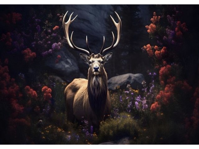 Schilderij, gehard glas, hert - afbeelding 1 van  1